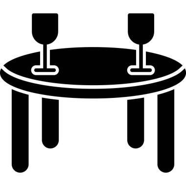 Sandalyeli şarap masası ve masa vektörü çizimi