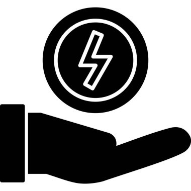 El ele tutuşan şimşek simgesi, vektör illüstrasyonu