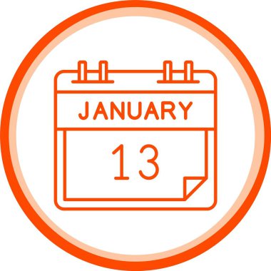 13 Ocak Simgesi, Web Kullanımı için Basit Vektör İllüstrasyonu