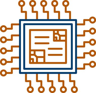 Web Kullanımı için İşlemci Simgesi, Basit Vektör İllüstrasyonu