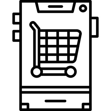 süpermarket alışveriş arabası simgesi, taslak biçimi