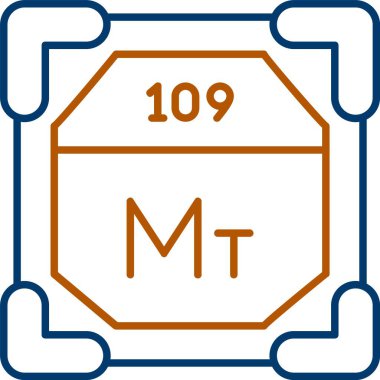 109 Meitnerium Simgesi, Web Kullanımı için Basit Vektör İllüstrasyonu