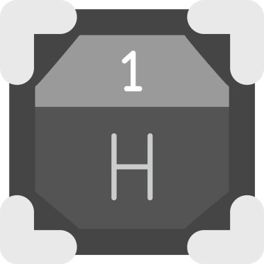 1 Hidrojen Simgesi, Web Kullanımı için Basit Vektör İllüstrasyonu