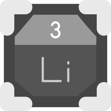 3 Lityum Simgesi, Web Kullanımı için Basit Vektör İllüstrasyonu