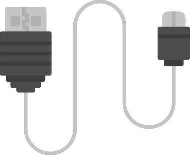 Web kullanımı için USB Kablo Simgesi, Basit Vektör İllüstrasyonu