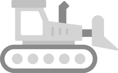 Buldozer Simgesi, Web Kullanımı için Basit Vektör İllüstrasyonu