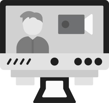 Beyaz arkaplanda izole edilmiş film simgesi ve vektör illüstrasyonu