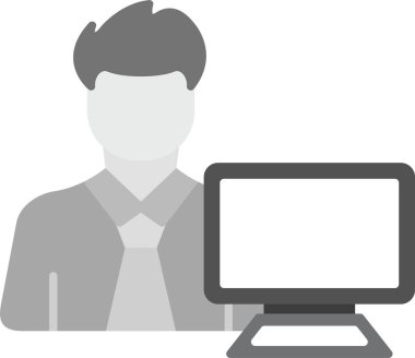 Web Kullanımı için Kullanıcı PC Simgesi, Basit Vektör İllüstrasyonu