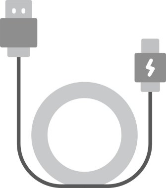 Web kullanımı için USB Kablo Simgesi, Basit Vektör İllüstrasyonu