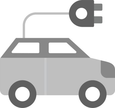 Elektrik Otomobili Simgesi, Web Kullanımı için Basit Vektör İllüstrasyonu