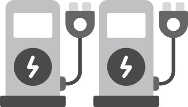 Web Kullanımı için Şarj İstasyonu Simgesi, Basit Vektör İllüstrasyonu