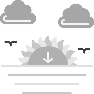 Web kullanımı için Günbatımı Simgesi, Basit Vektör İllüstrasyonu