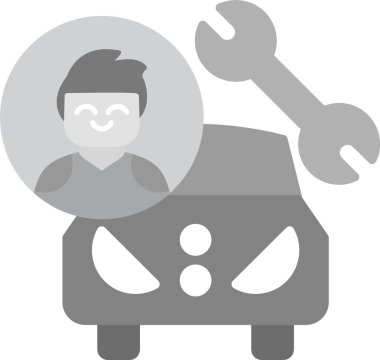 Web Kullanımı için Otomatik Mekanik Simgesi, Basit Vektör İllüstrasyonu