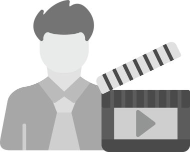 Web Kullanımı için Kullanıcı Film Simgesi, Basit Vektör İllüstrasyonu