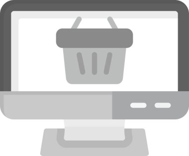 Çevrimiçi Alışveriş Simgesi, Web Kullanımı için Basit Vektör İllüstrasyonu