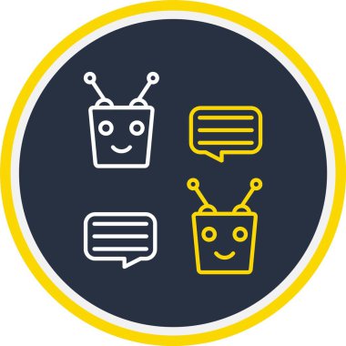Chatbot Simgesi, Web Kullanımı için Vektör İllüstrasyonu