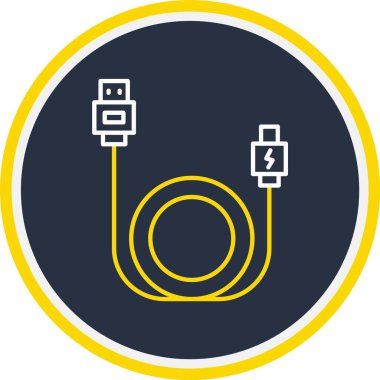 Web kullanımı için Usb Kablo Simgesi, Vektör İllüstrasyonu