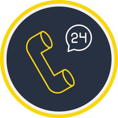 Telefon simgesi vektörü. biçim düz yuvarlak sembol, sarı renkler, yuvarlak açılar, beyaz arkaplan., Web Kullanımı için Vektör İllüstrasyonu