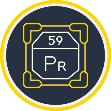 59 Praseodim Simgesi, Web Kullanımı için Vektör İllüstrasyonu