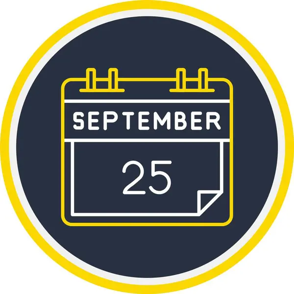 Web Kullanımı için 25 Eylül Simgesi, Vektör İllüstrasyonu