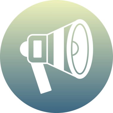 Yumuşak mavi arkaplanda izole edilmiş modada megafon simgesi