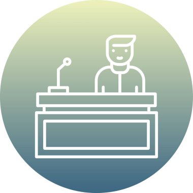 Bir podyumun bir insanla bir daire içindeki vektör illüstrasyonu