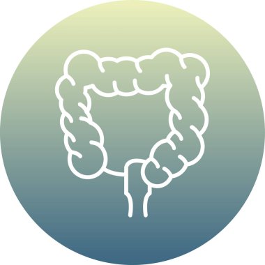 Bağırsak vektör simgesi. biçim yumuşak cyan renginde düz semboldür, yuvarlak açılar, beyaz arkaplan