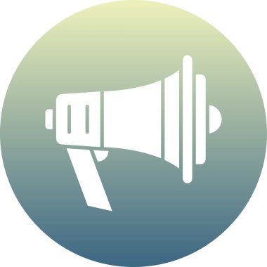 Konuşmacı simgesi. vektör biçimi yuvarlak açılı düz ikonik semboldür, mavi renk, beyaz arkaplan.