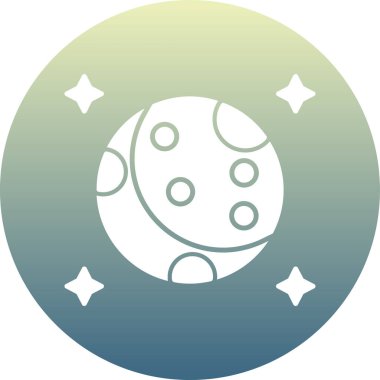 Ay vektör simgesi. biçim düz sembol, kobalt ve cyan renkleri, yuvarlak tuş, beyaz arkaplan.