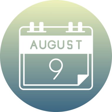 8 Ağustos takvim tarihi, tek günlük takvim, tarih, simge beyaz arkaplan