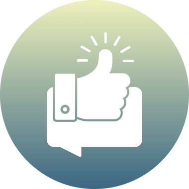 Başparmak vektör simgesi. biçim iki renkli düz yuvarlak simge sembolü, yuvarlak mavi renkler, yuvarlak açılar, beyaz arkaplan.