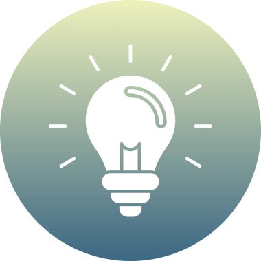 Ampul vektör simgesi. biçim çift renkli düz yuvarlak sembol, yumuşak mavi renkler, yuvarlak açılar, beyaz arkaplan.