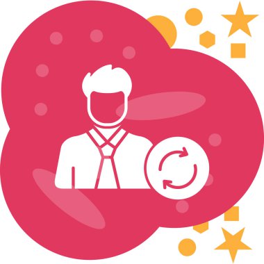 Takım elbiseli bir adamın vektör çizimi ve yıldızlı bir bulut.