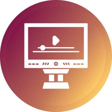 Animasyon Glyph Düğme Vektör Simgesi, Beyaz Arkaplanda İzole Edilmiş Basit Resimler 