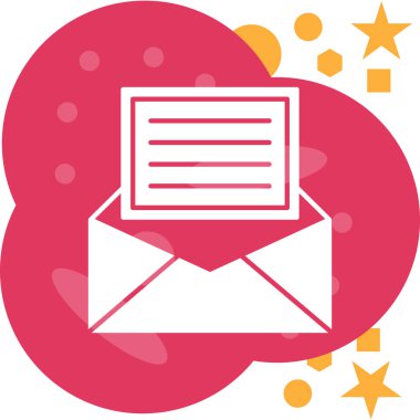 Yıldızlarla kaplı bir zarf. Web simgesi basit illüstrasyon