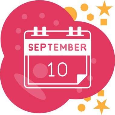 Eylül takvimi düz simgesi, vektör illüstrasyonu