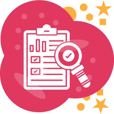 Düz dizayn edilmiş, beyaz üzerine yıldız ve kontrol listesi simgesi olan pano