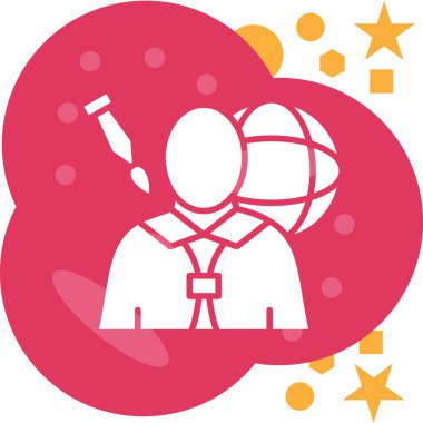 Sırt çantası ve yıldızı olan bir adamın vektör çizimi