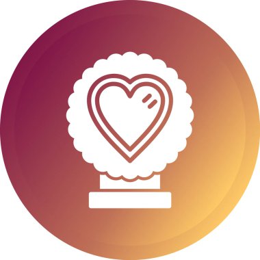 Kalp Düz Çember Vektör Simgesi Tasarımı