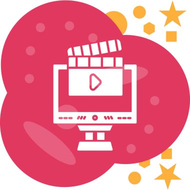 Beyaz arkaplanda sinema simgesi, vektör, illüstrasyon