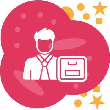 Dizüstü bilgisayar simgesi olan bir adamın yıldız vektör çizimi