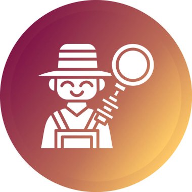 Şapkalı ve büyüteçli bir adamın vektör çizimi