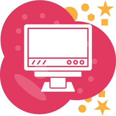 Yumuşak mavi arkaplanda izole edilmiş düz moda bilgisayar simgesi.