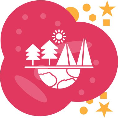 Orman ve ağaçlı dağlar. vektör illüstrasyonu