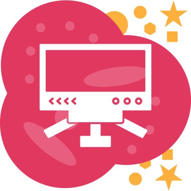 Yumuşak mavi arkaplanda izole edilmiş düz moda bilgisayar simgesi