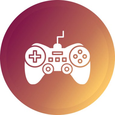 Beyaz arkaplan vektör illüstrasyonunda izole edilmiş bir çember içinde gamepad simgesi