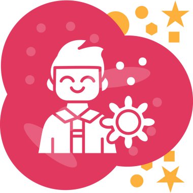 Kalbi olan mutlu bir adamın vektör çizimi.