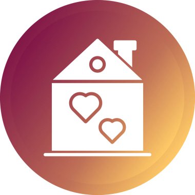 Kalp şeklindeki ev ikonu. Logo veya simge için vektör illüstrasyon tasarımı. aşk sembolü.