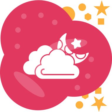 Bulut Ay yıldızları simgesi düz stil