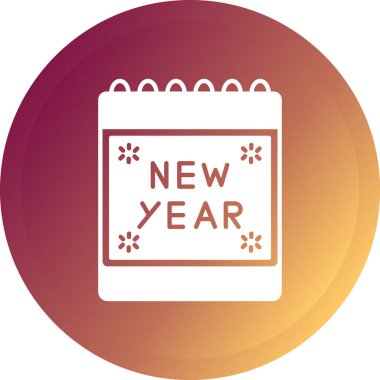 Yeni yıl takvimi düz simgesi, vektör, illüstrasyon